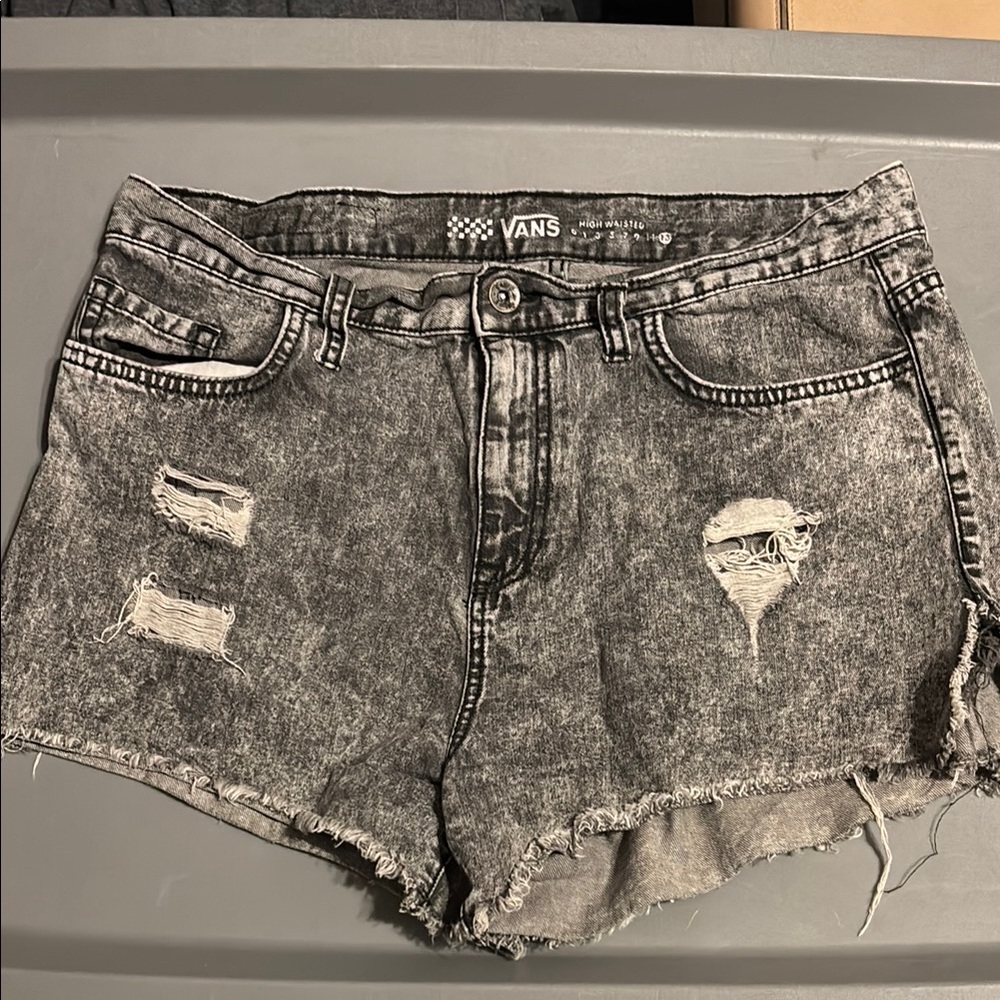 Vans Black Jean Shorts Distressed Casual